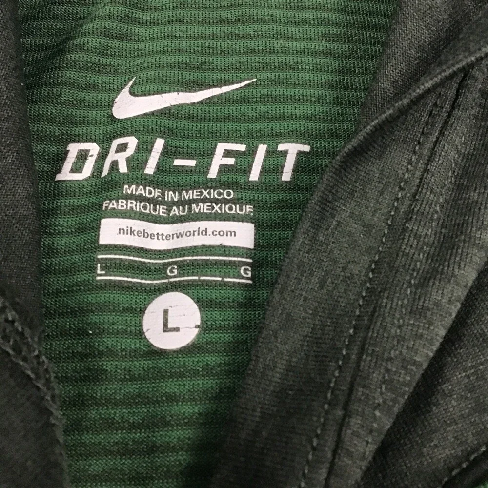 Nike Shirt Men Large Green Long Sleeve Pullover Dri-FIT Hood Pullover Tee L *